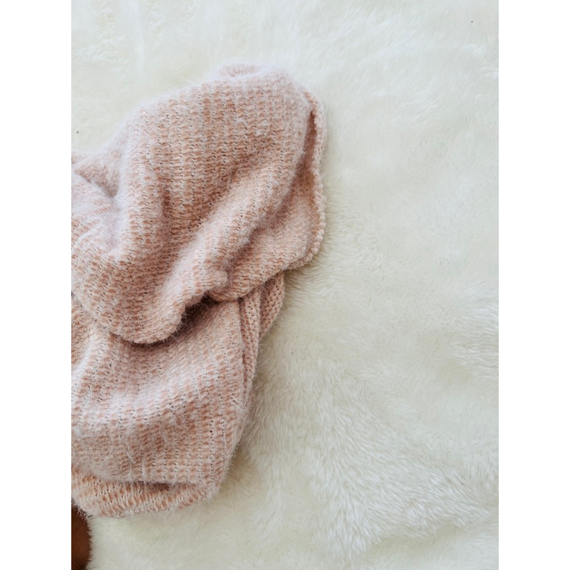 Vải len lông thỏ màu hồng da