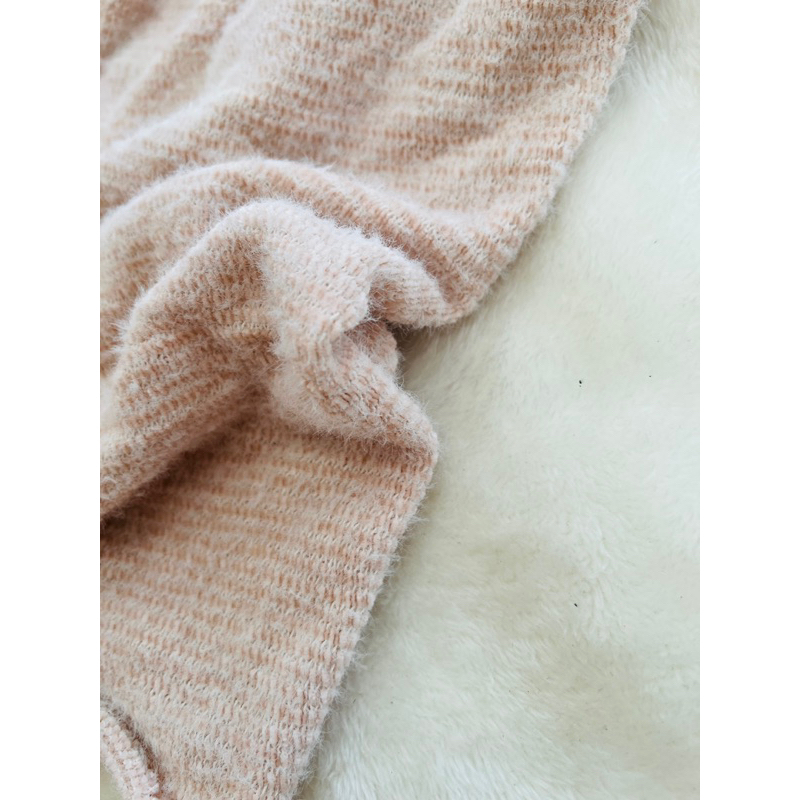 Vải len lông thỏ màu hồng da