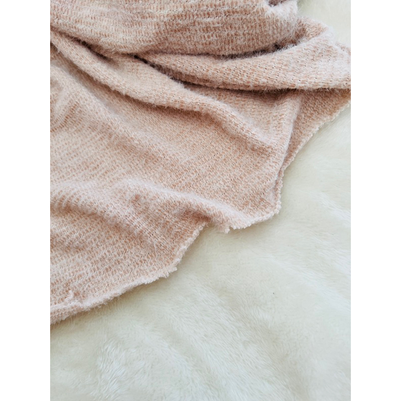 Vải len lông thỏ màu hồng da