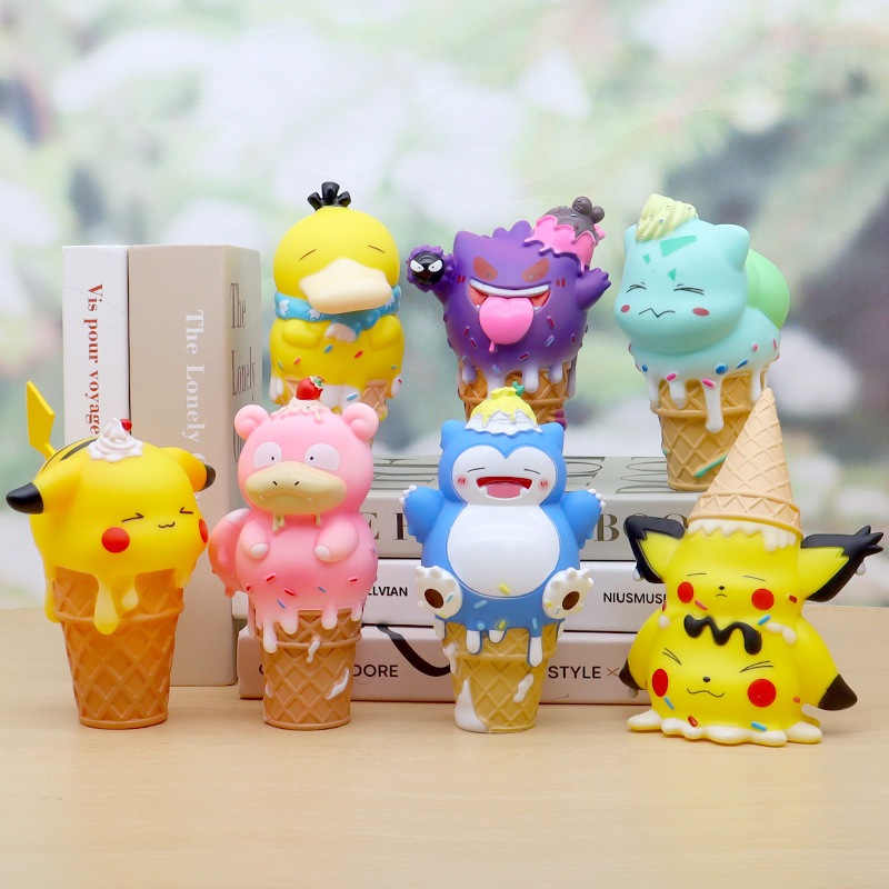 Mô Hình Các Nhân Vật Pokemon Ice Cream, Ly Kem Các Mô Hình Pikachu, Bulbasaur Cao 15cm, Full Box, Đồ Chơi Cho Bé