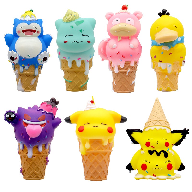 Mô Hình Các Nhân Vật Pokemon Ice Cream, Ly Kem Các Mô Hình Pikachu, Bulbasaur Cao 15cm, Full Box, Đồ Chơi Cho Bé