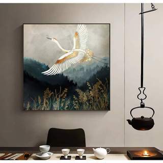Tranh treo tường bạch hạc indochine vuông 70 x 70 cm