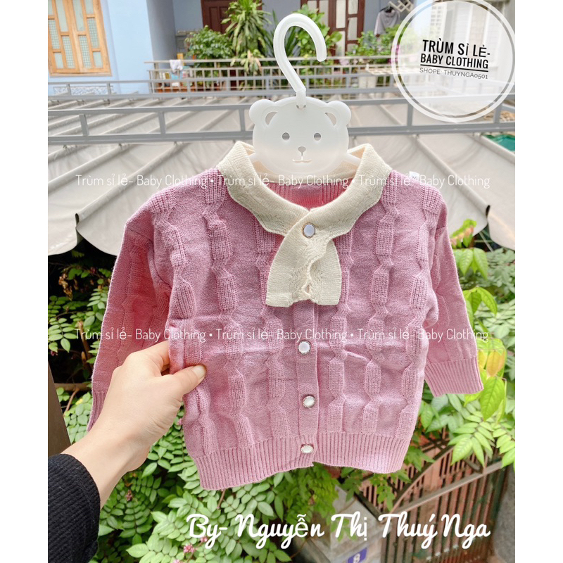 Áo khoác len, áo cadiganlen tiểu thư dày ấm cho bé gái