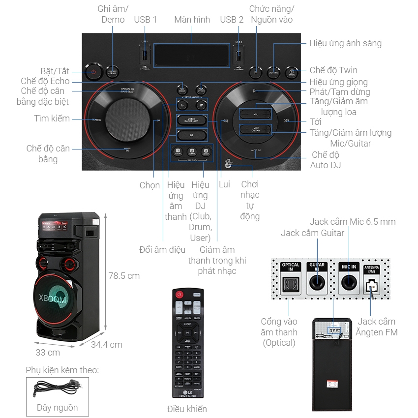 Loa điện karaoke LG Xboom RN7 500W - Hàng chính hãng