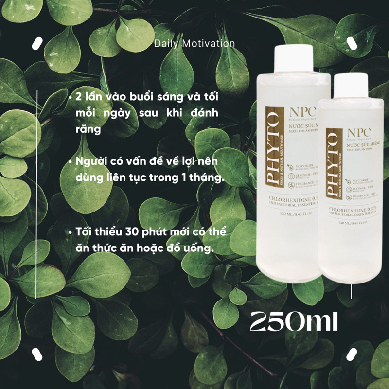 Nước Súc Miệng Phyto NPC Làm Sạch Răng Miệng Ngăn Ngừa Hôi Miệng Hơi Thở Thơm Mát Sảng Khoái 250ml
