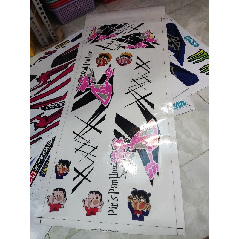 Tem Rời Vario 150 Chú Báo Hồng In Decal Trong Dán Nhiều Màu Xe