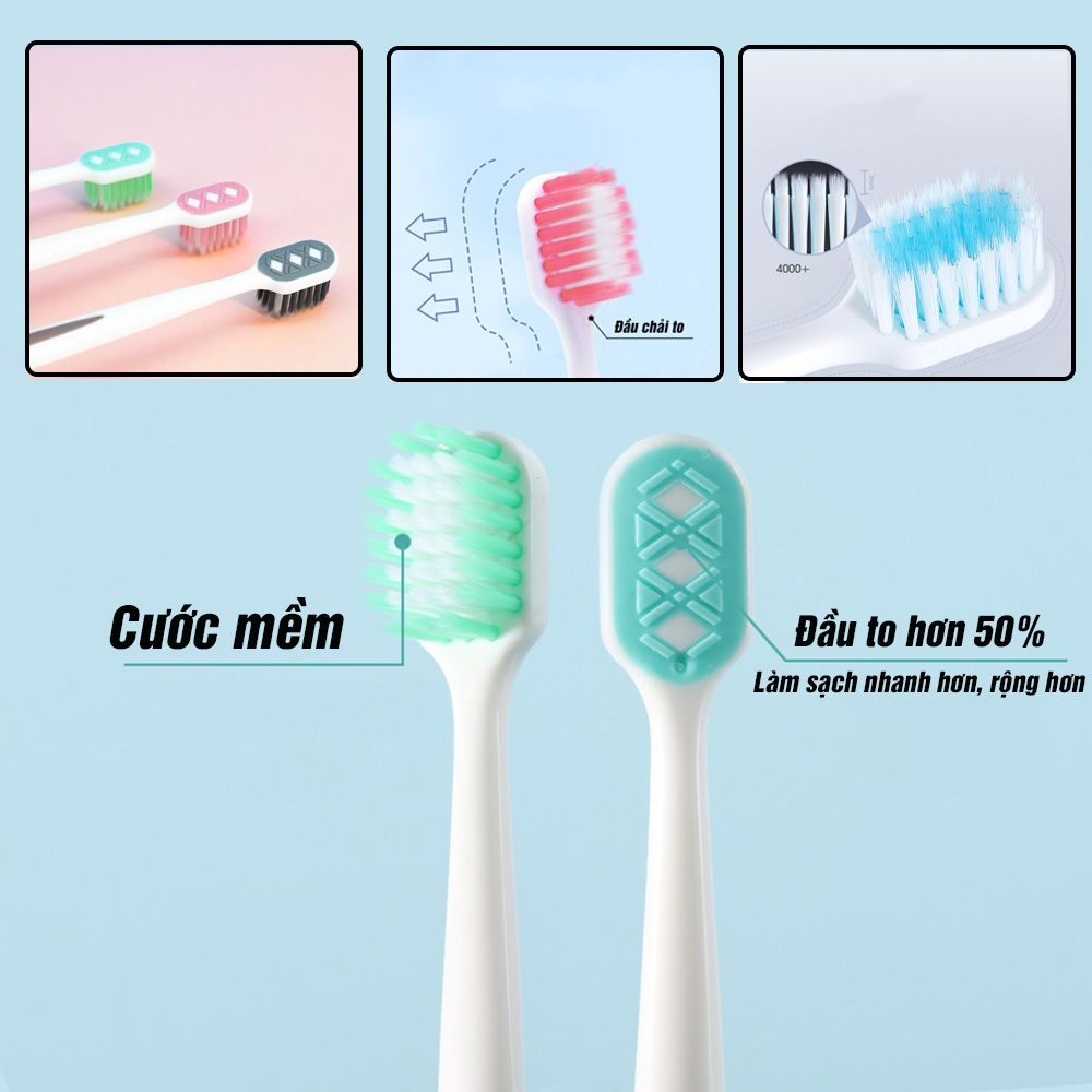 Bàn chải đánh răng người lớn Đầu to, Big size, lông mềm, răng nhạy cảm Minh House