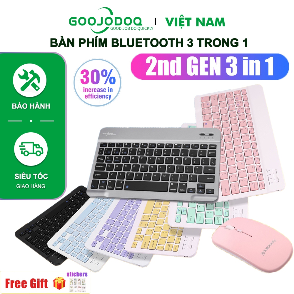 Bàn Phím Bluetooth Goojodoq Gen 2 10 Inch 3 Trong 1 Bộ Không Dây Chuột Nhẹ Di Động Cho iPad Samsung Điện Thoại Xiaomi