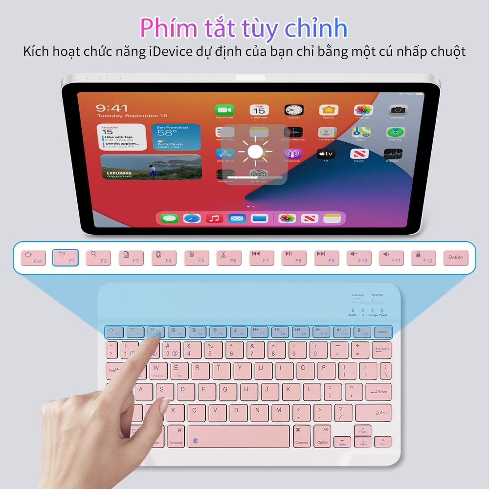 Bàn Phím Bluetooth Goojodoq Gen 2 10 Inch 3 Trong 1 Bộ Không Dây Chuột Nhẹ Di Động Cho iPad Samsung Điện Thoại Xiaomi