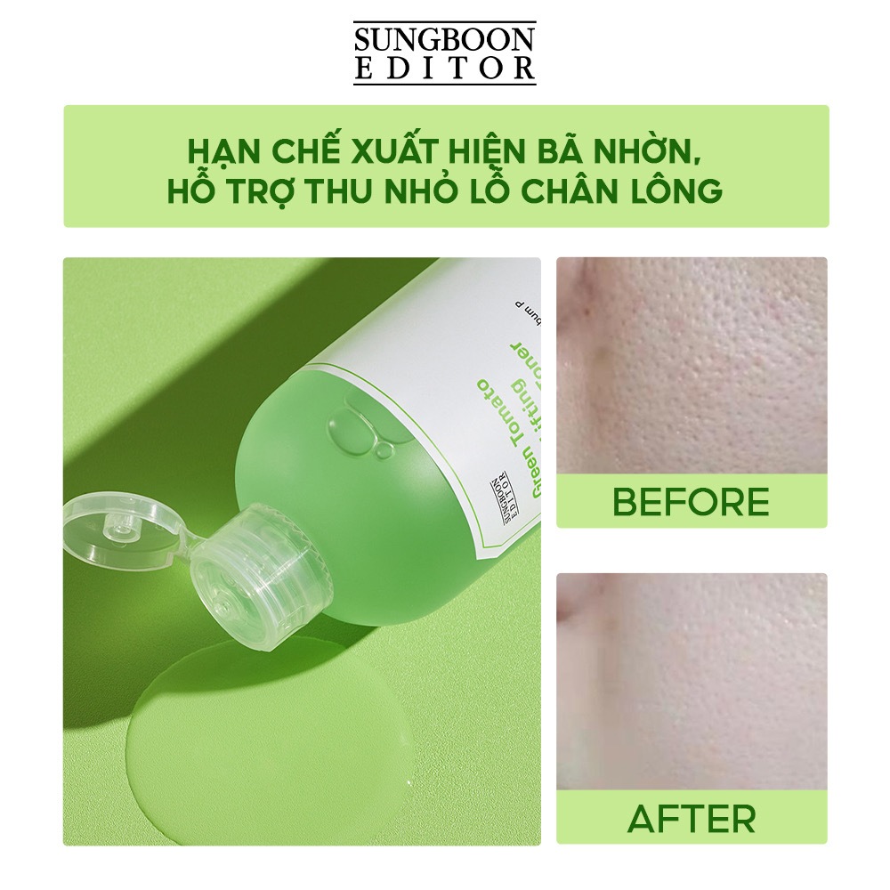 Nước hoa hồng Sungboon Editor Green Tomato Pore Lifting Ampoule Toner 350ml
