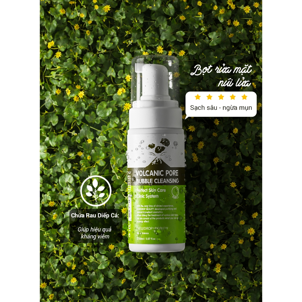 Bọt rửa mặt đất sét trị mụn -Dewdrop Beauty Volcanic Pore Bubble Cleansing