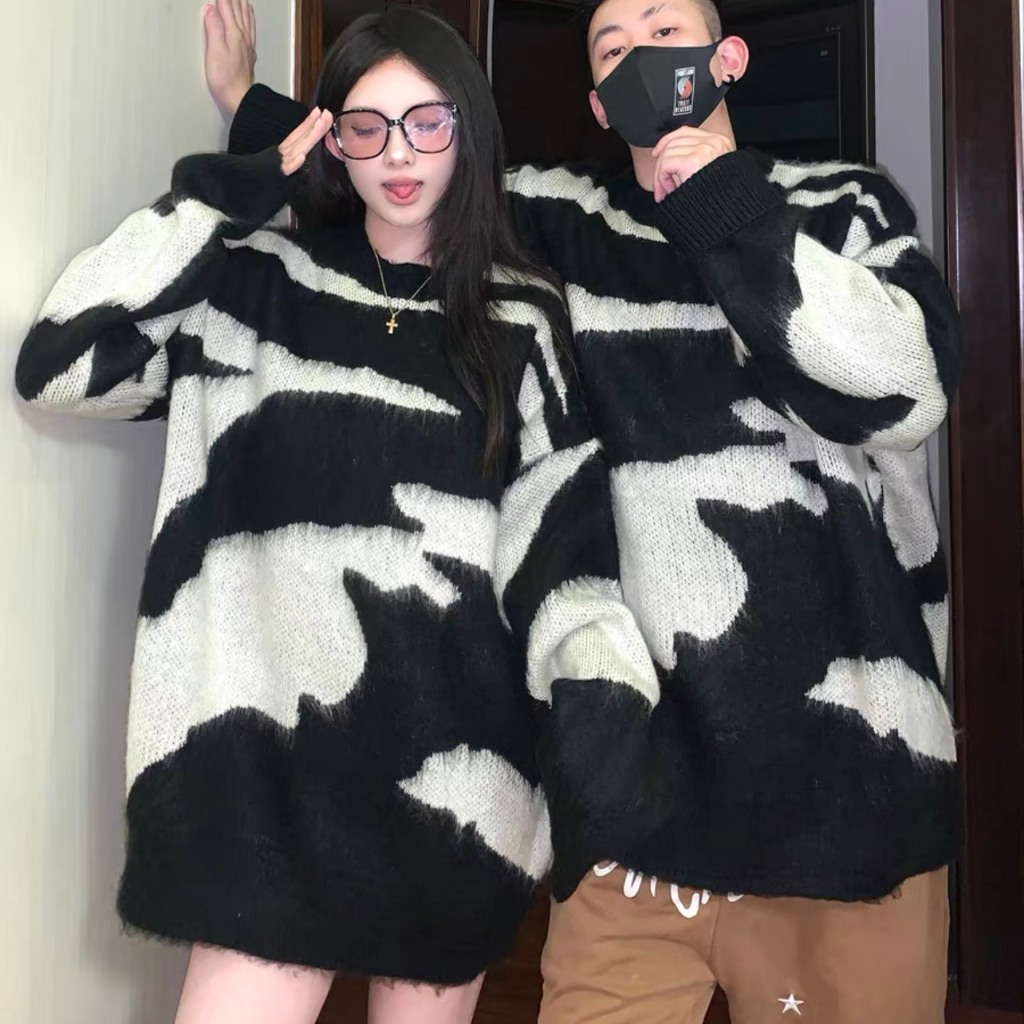 Áo Len Unisex Dáng Dài Hamina, Áo Loang Chất Len Mềm Mịn Cho Cặp Đôi Mùa Giáng Sinh