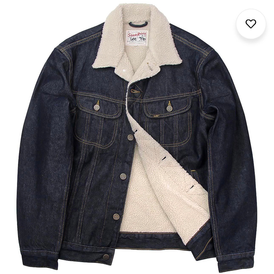 Áo khoác jeans Lee Nam lót lông cổ bẻ tay dài