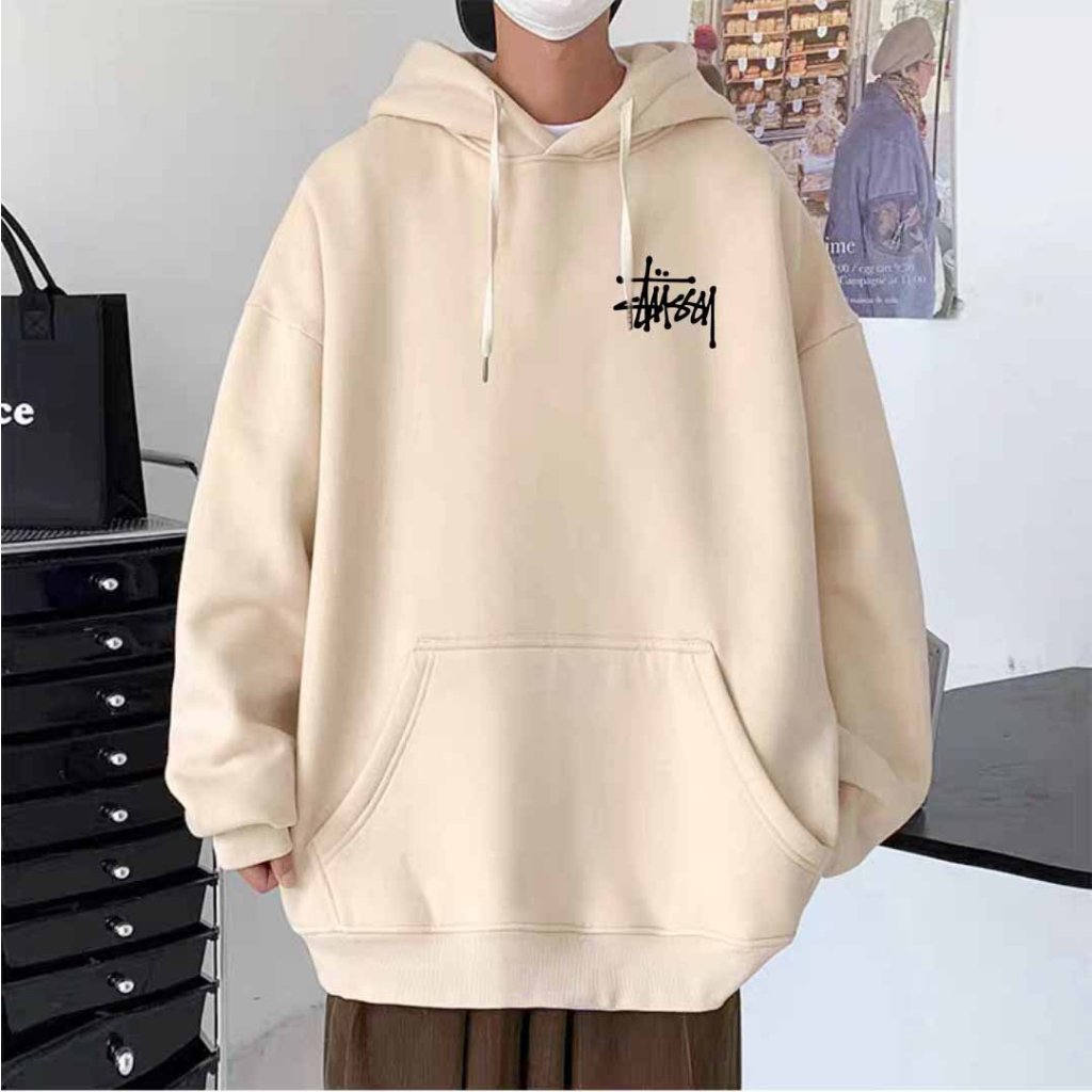 Áo Hoodie Nỉ Nam STUSSY, Chất Dầy Dặn, Áo Khoác Dáng Rộng Mũ To 2 Lớp, Hình In Đẹp - Khóa Dài Tau Chui Đầu - dt_shop