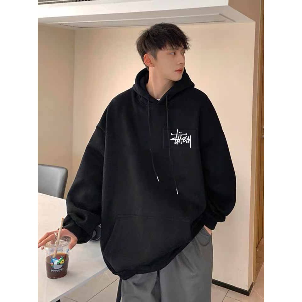Áo Hoodie Nỉ Nam STUSSY, Chất Dầy Dặn, Áo Khoác Dáng Rộng Mũ To 2 Lớp, Hình In Đẹp - Khóa Dài Tau Chui Đầu - dt_shop