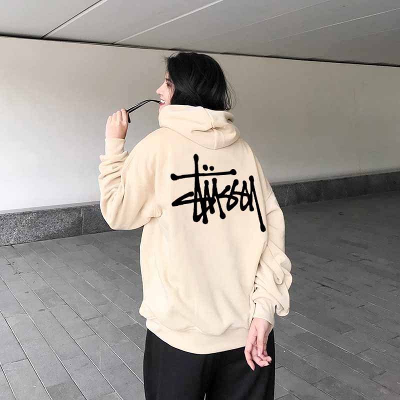 Áo Hoodie Nỉ Nam STUSSY, Chất Dầy Dặn, Áo Khoác Dáng Rộng Mũ To 2 Lớp, Hình In Đẹp - Khóa Dài Tau Chui Đầu - dt_shop