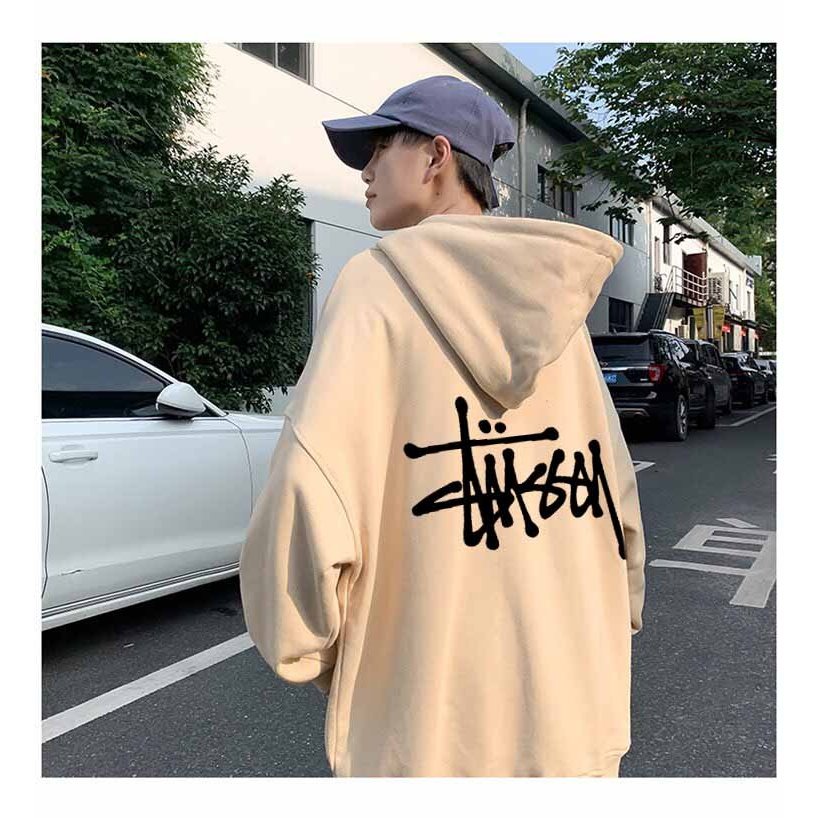 Áo Hoodie Nỉ Nam STUSSY, Chất Dầy Dặn, Áo Khoác Dáng Rộng Mũ To 2 Lớp, Hình In Đẹp - Khóa Dài Tau Chui Đầu - dt_shop