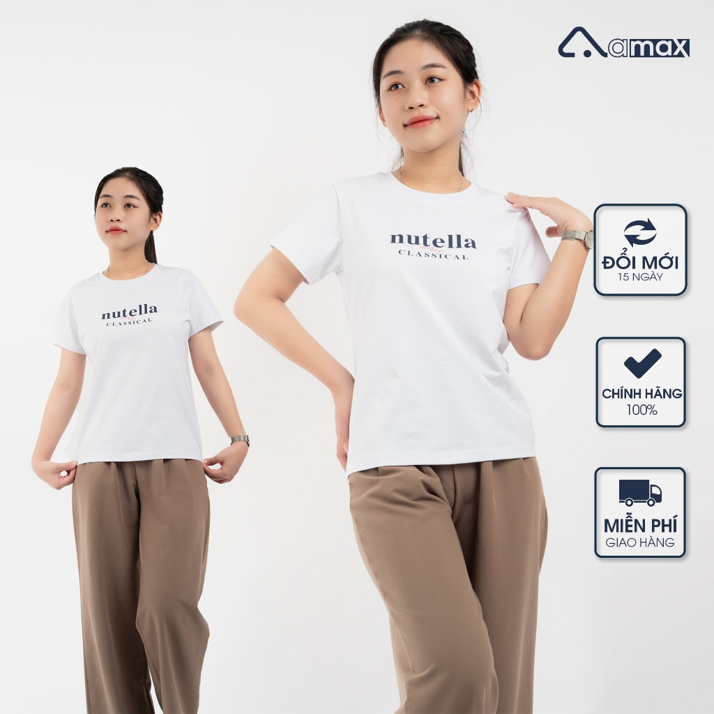 Áo thun nữ in chữ NUTELLA vải cotton USA - Thương hiệu AMAX