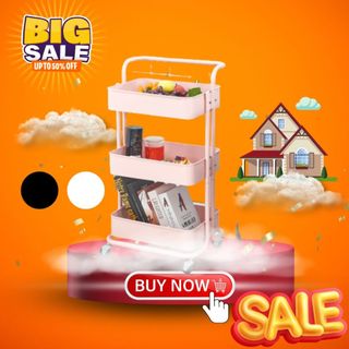 Kệ 3 tầng đa năng có bánh xe - kệ để đồ mỹ phẩm , bỉm sữa ,đồ chơi  ,đồ nhà tắm ,Spa - an toàn cho bé