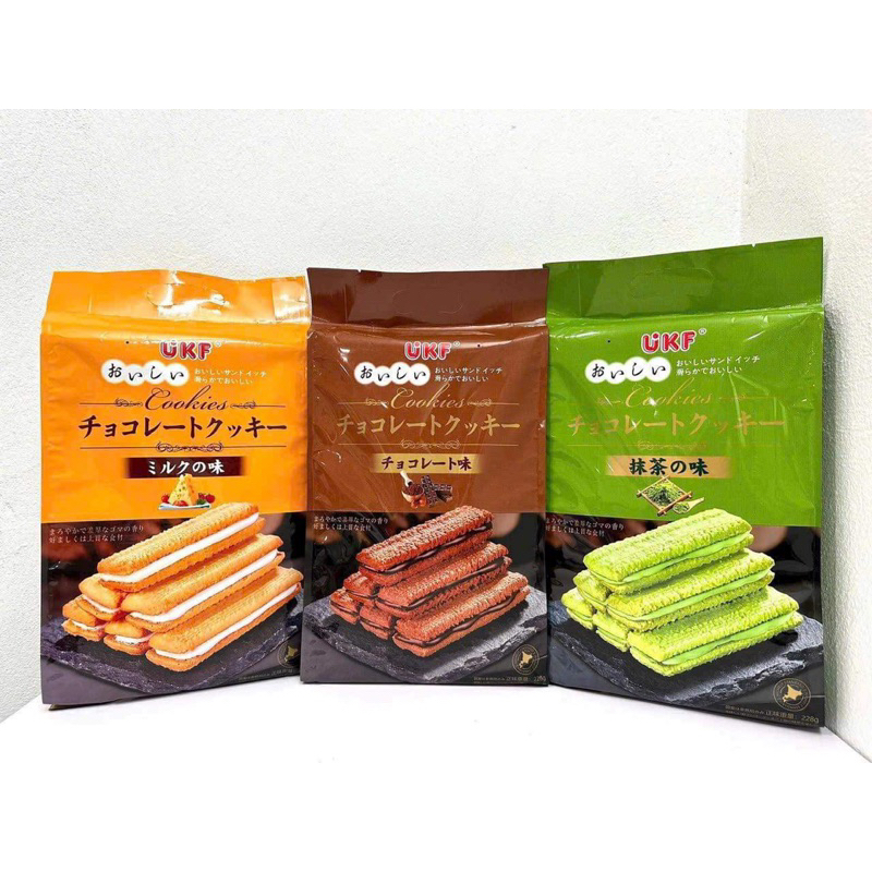 BÁNH QUY KẸP KEM UKF 3 VỊ PHÔ MAI/ SOCOLA/ MATCHA GÓI 228g