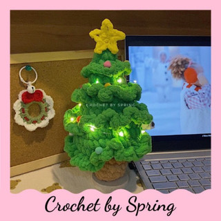 Cây Thông Len Noel Để Bàn Trang Trí Có Đèn | crochetbyspring