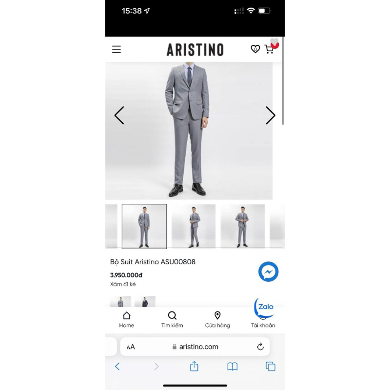 Bộ vest Aristino ASU00808 xả nghỉ bán tag 3.950