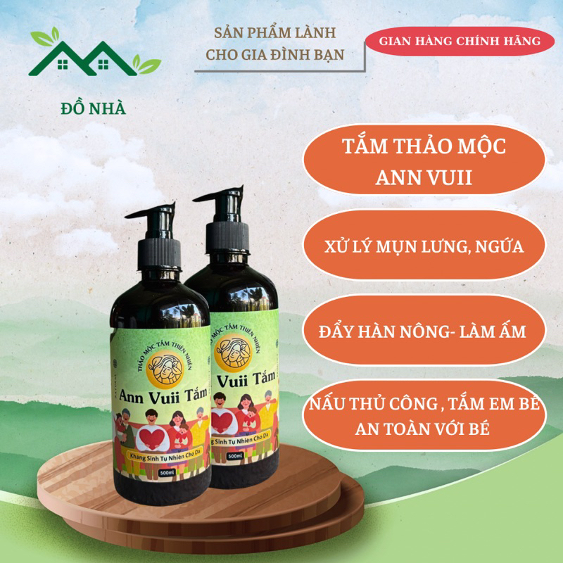 Sữa tắm Ann Vuii - Sữa tắm mướp đắng trà xanh - Sữa tắm nấu củi truyền thống -500ml-