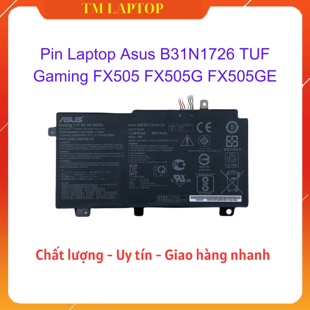 Pin Laptop Asus B31N1726 TUF Gaming FX505 FX505G FX505GE FX505GD FX505DY FX504GM B31N1726 B31BN91 48Wh