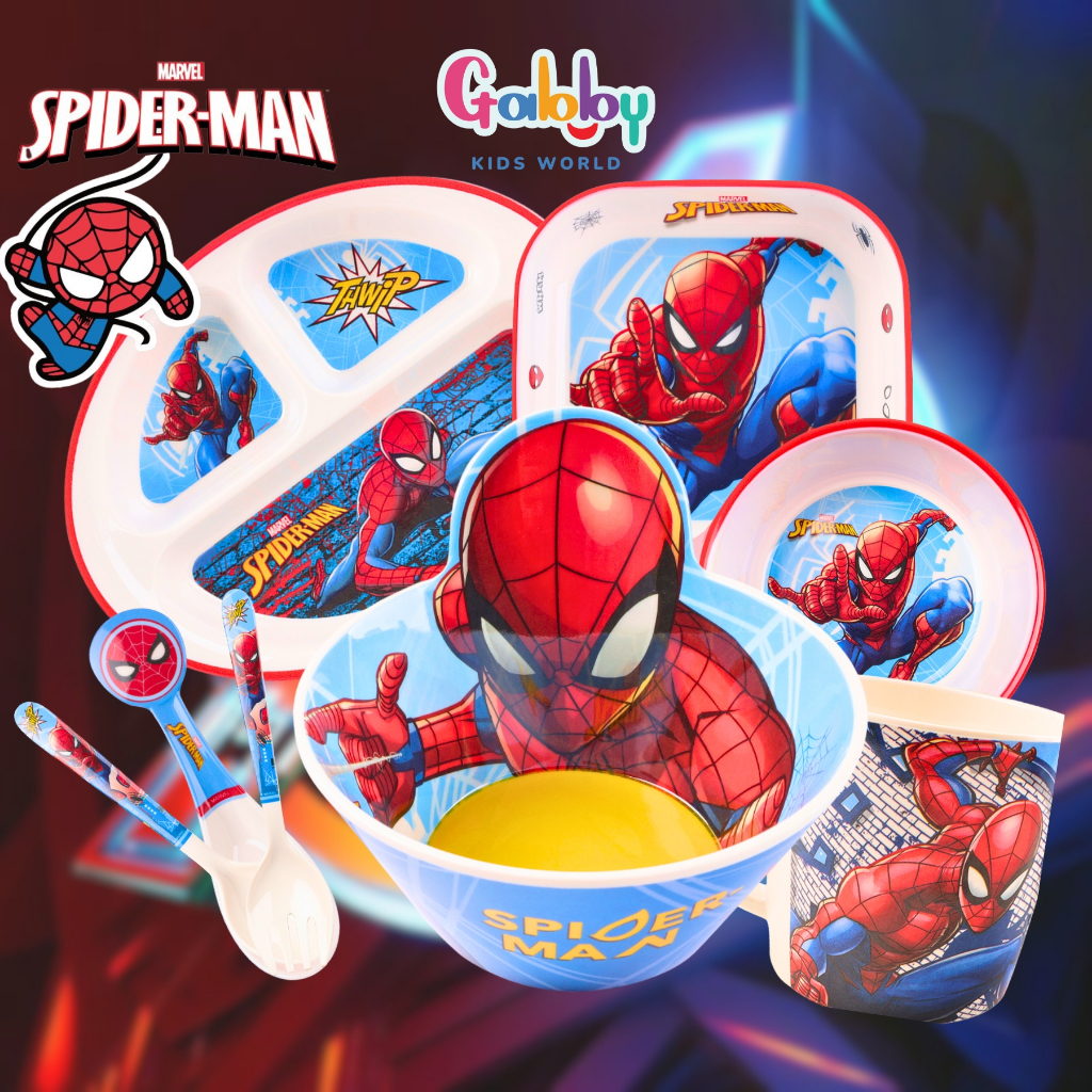 Bộ Tô Đĩa Khay Ăn Dặm Nhựa Melamine Nhân Vật Marvel Cho Bé (Spiderman, Captain, Ironman, Thor, Hulk, Black Panther)