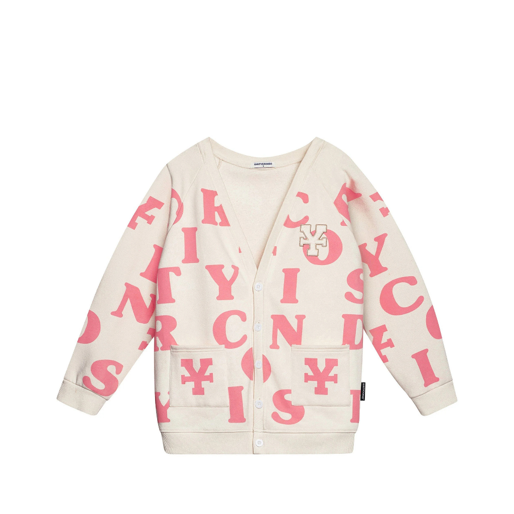 Áo Khoác DirtyCoins Print Cardigan - Ivory/Pink