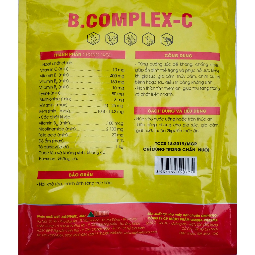 1 kg B.complex-C kích thích thèm ăn - Đỏ tích kích mào. tăng trọng nhanh phát triển nhanh