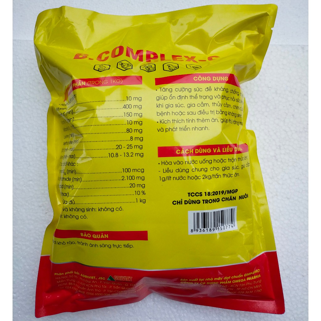 1 kg B.complex-C kích thích thèm ăn - Đỏ tích kích mào. tăng trọng nhanh phát triển nhanh