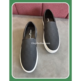 Giày lười nam ô vuông  cao cấp màu đen đế khâu chắc chắn phong cách trẻ trung năng động