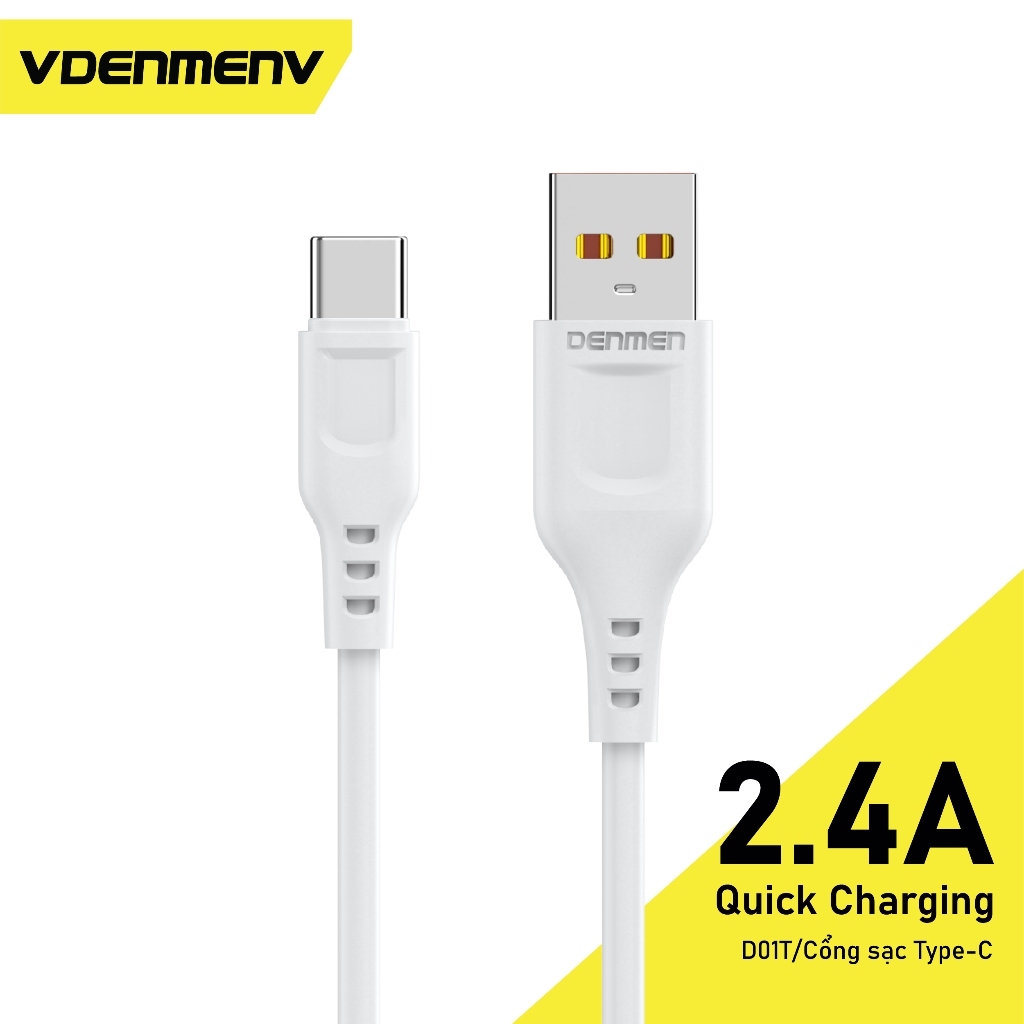 Dây Cáp Sạc Nhanh Type-C VDENMENV D01T (2.4A) Giúp Sạc Nhanh, Chuyển Dữ Liệu, Chất Liệu Bọc Nhựa 2 Đầu Dây