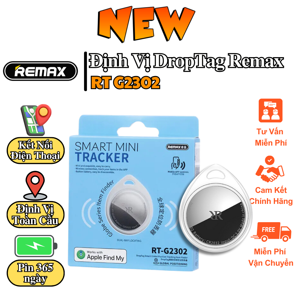 Định Vị Xe Máy DropTag Remax RT G2302, Tính Đa Dụng Cao, Định Vị Đồ Đạc, Thú Nuôi, Không Giới Hạn Khoảng Cách