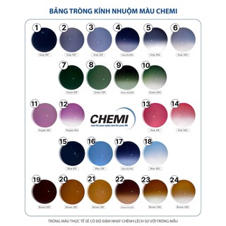 Tròng kính màu cận loạn độ cao CHEMI lắp kính râm mát chống chói, lóa tia UV từ 0-10 độ cận