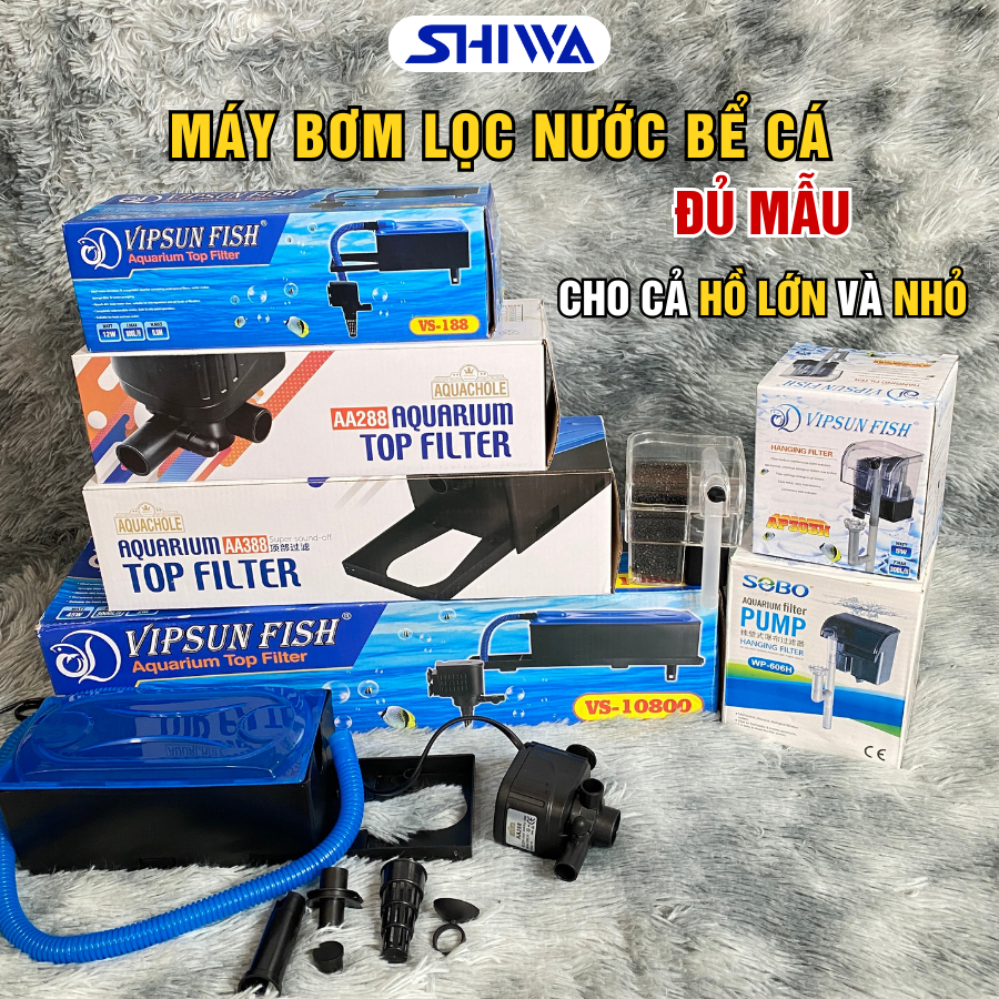 Máy Bơm Lọc Nước Bể Cá 188-288-388 - Bộ Lọc Tràn, Lọc Thác Treo Đủ Mẫu VIPSUN/SOBO Mini-Lớn Cho Hồ Cá Cảnh Shiwa