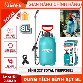 Bình xịt total thspp3081 dung tích bình 8l, áp suất 2.5bar, dây đeo tiện dụng, dùng phun xịt thuố, phun tưới nước