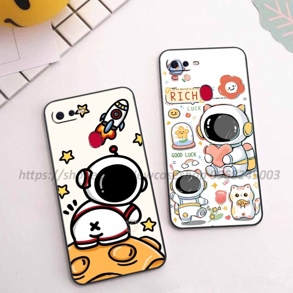 Ốp Oppo A5s / A7 / A12 / F9 viền vuông hình gấu dâu lotso,shin,gấu trúc cute dễ thương
