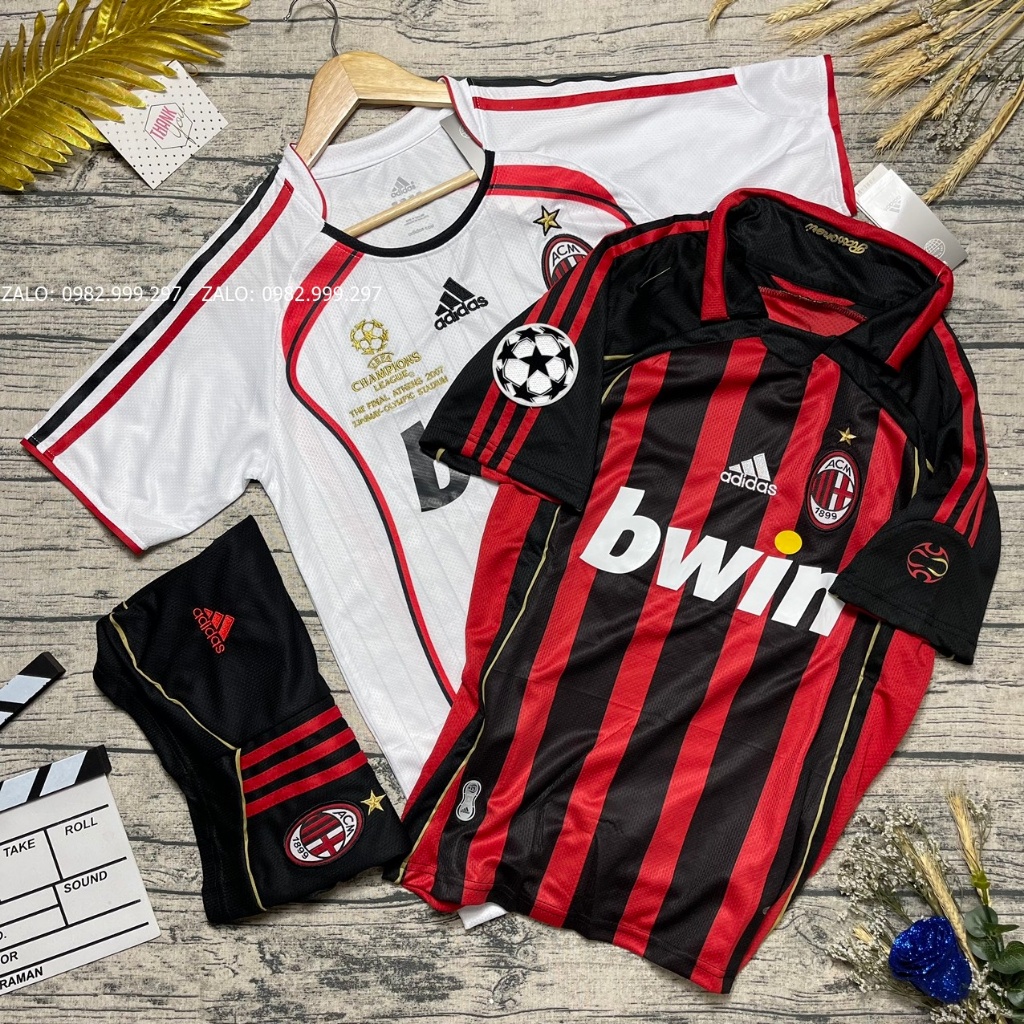 Set - Bộ Quần Áo bóng đá CLB Ac Milan 2007 - Vải Gai Thái Chuẩn thi đấ