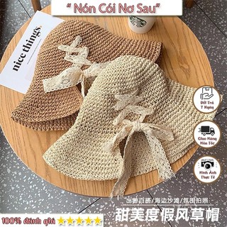 Nón cói nơ ren đan sau, nón cói đi biển,du lịch