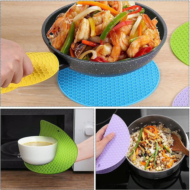 Tấm silicon lót nồi chống trượt đa chức năng hình tròn loại dày 14cm
