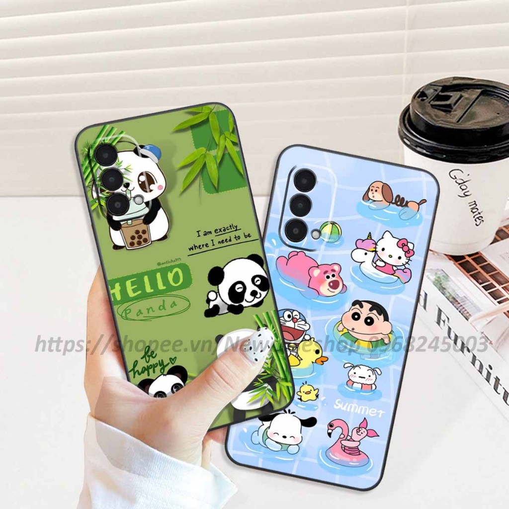 Ốp Oppo A74 / A95 / K9 viền vuông hình gấu dâu lotso,shin,gấu trúc cute dễ thương