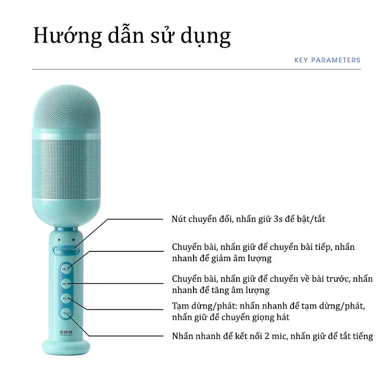 Micro Karaoke Bluetooth Không Dây Kèm Loa Phiên Bản Mới Hát Siêu Hay Mic Hát Karaoke Mini Tương Thích Với Nhiều Thiết Bị