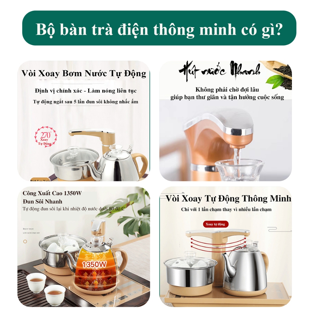 Bàn trà tiếp khách văn phòng thông minh tự động trạm vân gỗ tinh tế bảo hành 1 năm