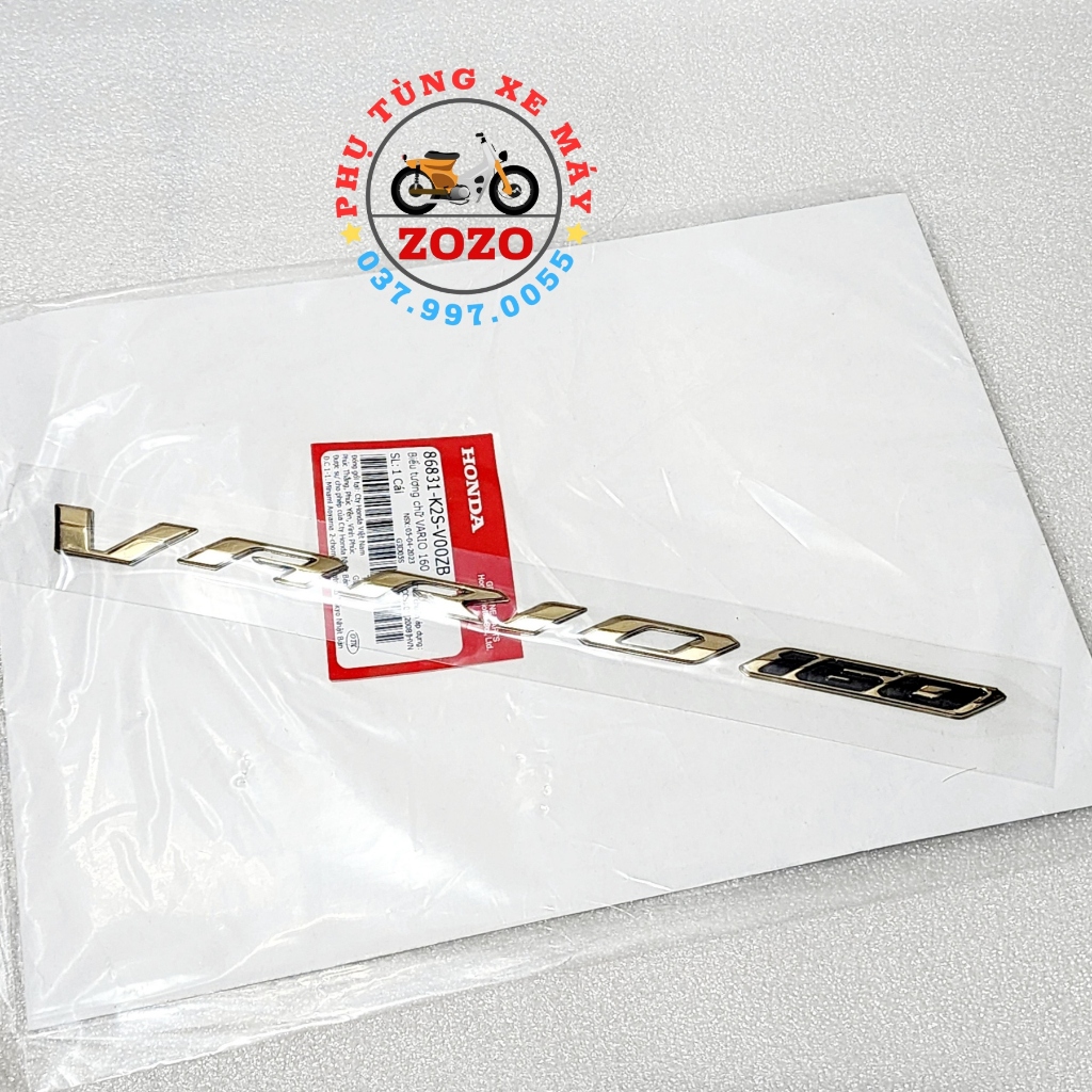 Tem chữ nổi Vario 160 zin Honda VN - 86831-K2S-V00ZA/ 86831-K2S-V00ZC/ 86831-K2S-V00ZB