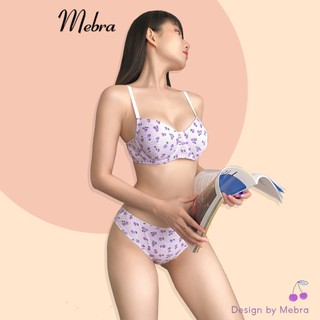  Bộ đồ lót cotton có gọng nâng ngực quần nửa mông gợi cảm áo có khe thêm mút rời cao cấp Mebra