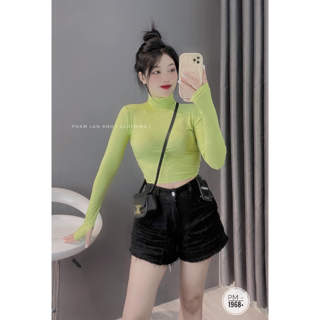 Áo croptop nữ nhiều màu kiểu dáng ôm tay dài kiểu dáng basic chất vải dày dặn phong cách cá tính sexy