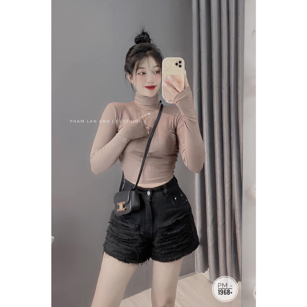 Áo croptop nữ nhiều màu kiểu dáng ôm tay dài kiểu dáng basic chất vải dày dặn phong cách cá tính sexy