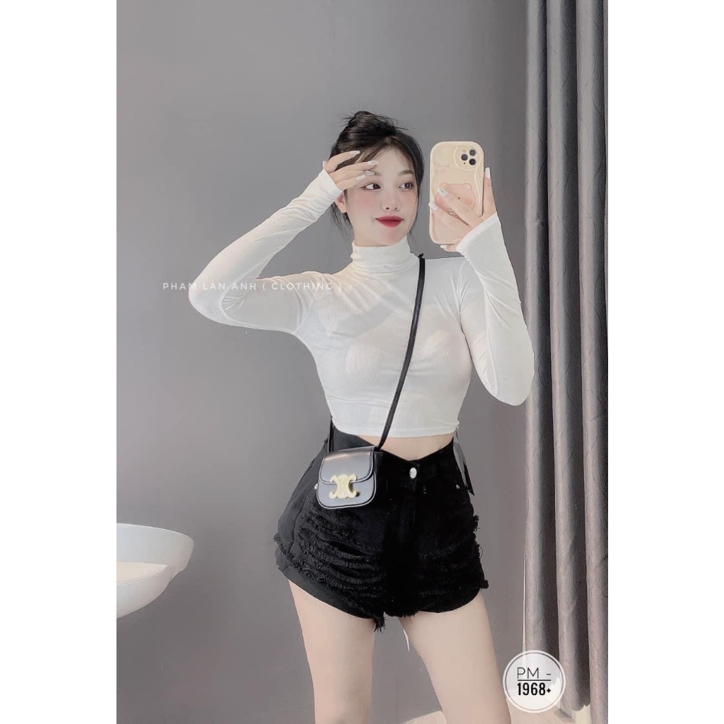 Áo croptop nữ nhiều màu kiểu dáng ôm tay dài kiểu dáng basic chất vải dày dặn phong cách cá tính sexy